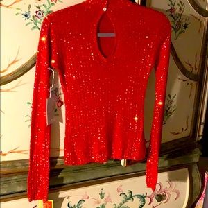 ❤️NWT Walter Baker silk sequined sexy keyhole top